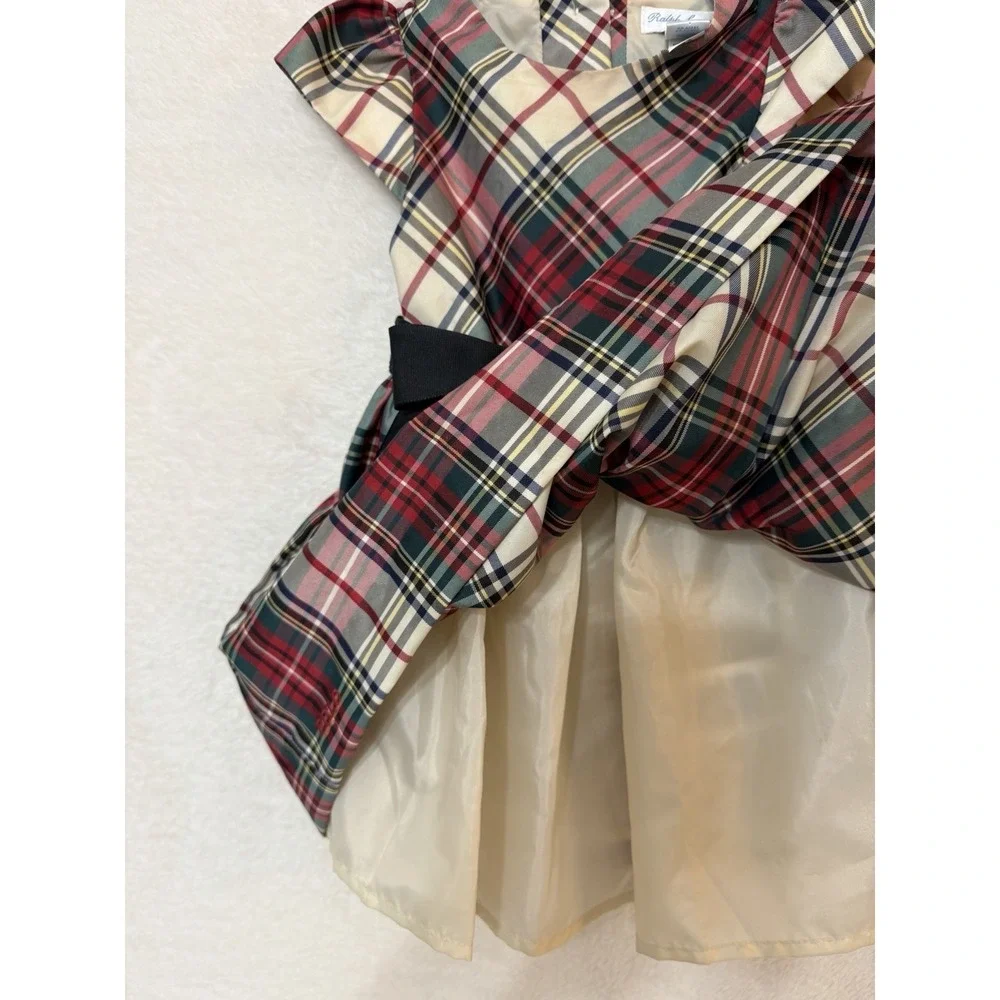 Ralph Lauren Dress Plaid Multicolor Tartan Plaid Baby 12 Mos EUC